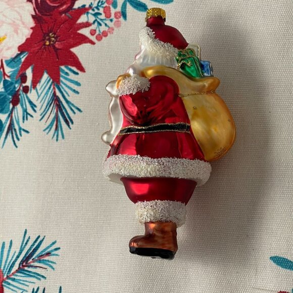 Vintage Santa Claus Christmas Ornament Handcrafted Glass Wreath List Toys - Picture 4 of 8